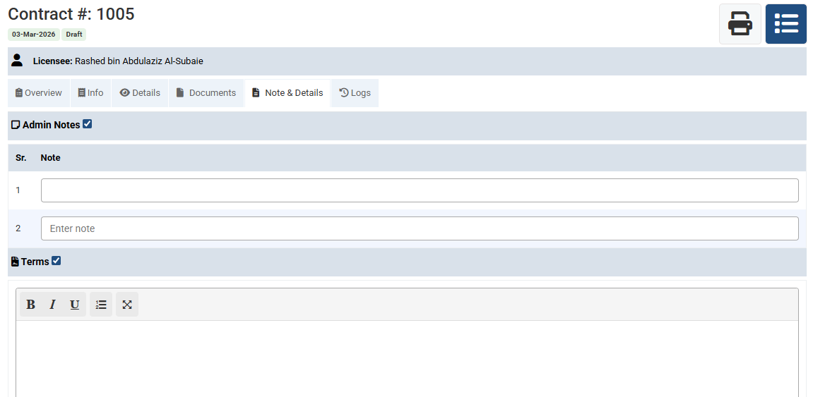 Create a Contract in Futex ERP 