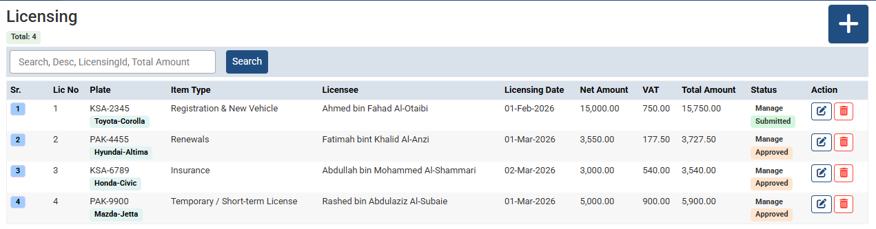 Add Vehicle Licensing