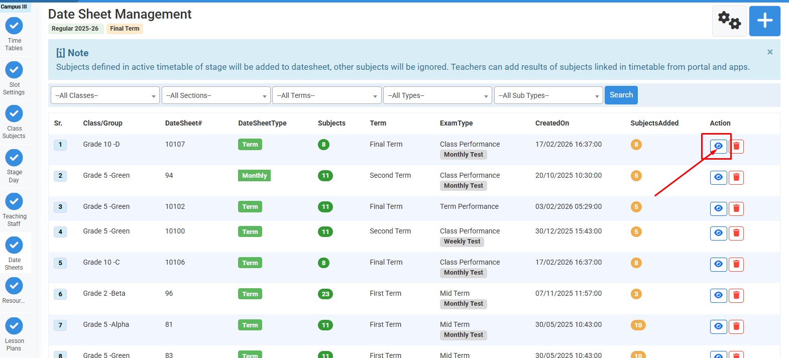 How to update or modify the datesheet