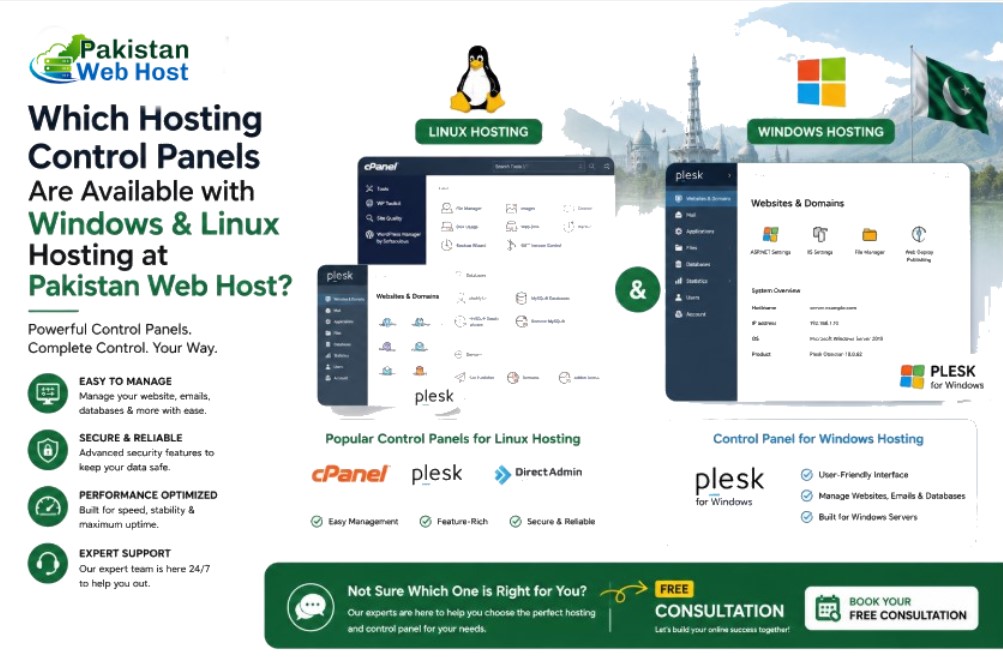 Which Hosting Control Panels Are Available with Windows & Linux Hosting at Pakistan Web Host?