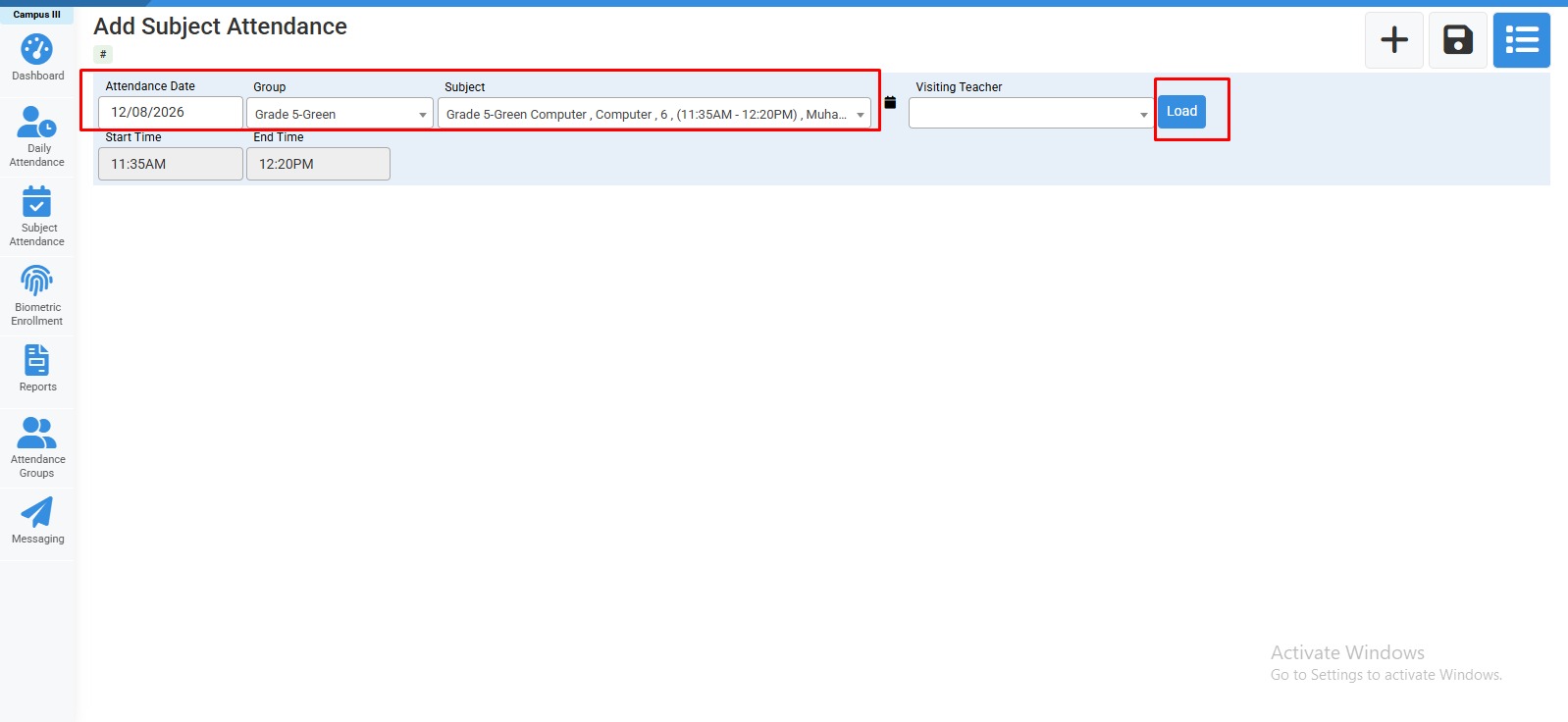 How to Add Subject Attendance