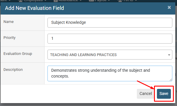 How to Setup Evaluation Fields