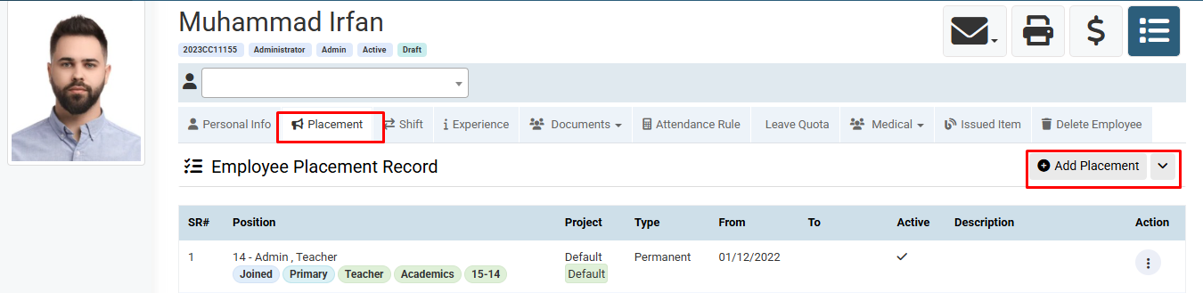 How to Add Employee Placement