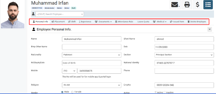 How to update Employee Profile