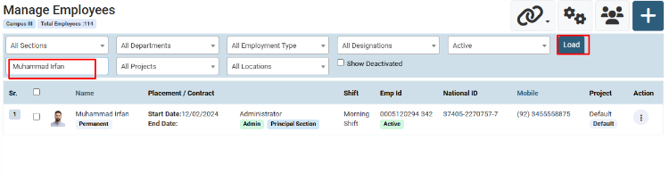How to update Employee Profile
