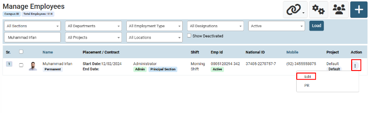 How to update Employee Profile
