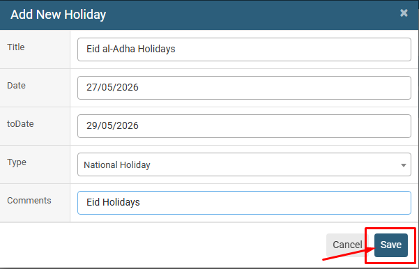 How to Add Holidays