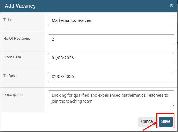 How to Add New Vacancy