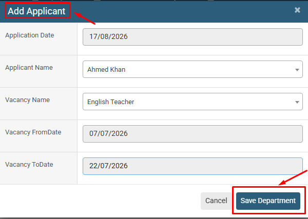 How to Add New Vacancy Applications