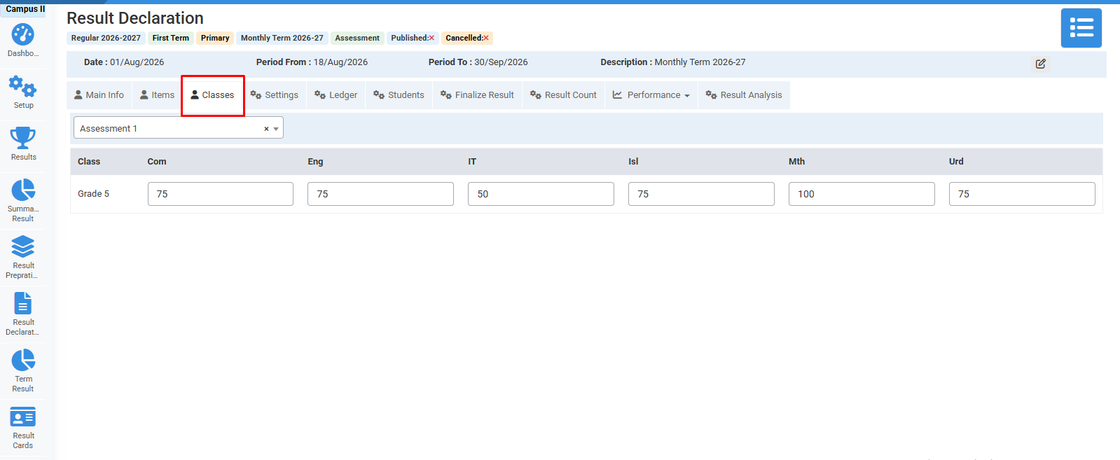 How to Update Result Declaration