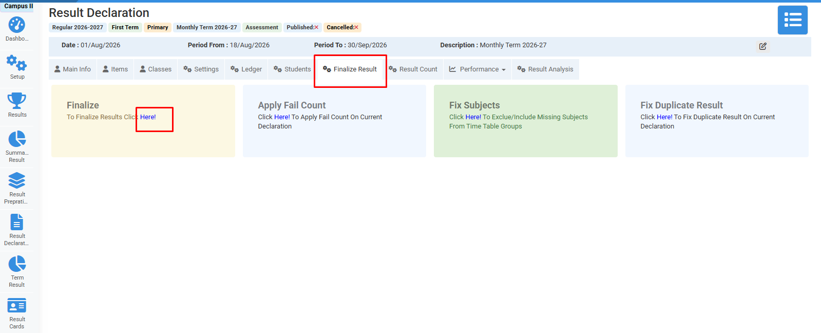 How to Update Result Declaration