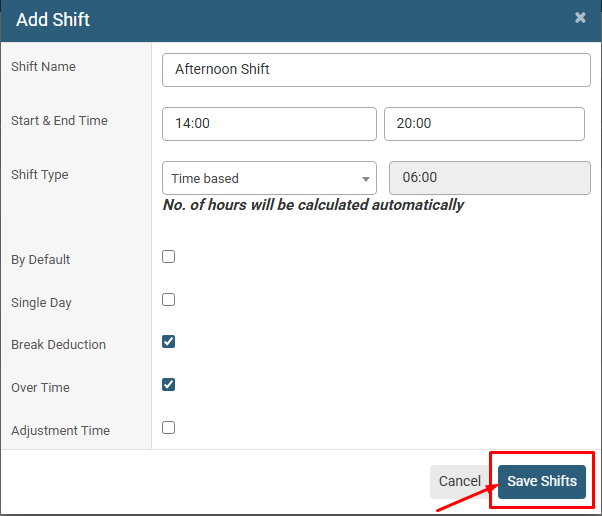 How to add Shift