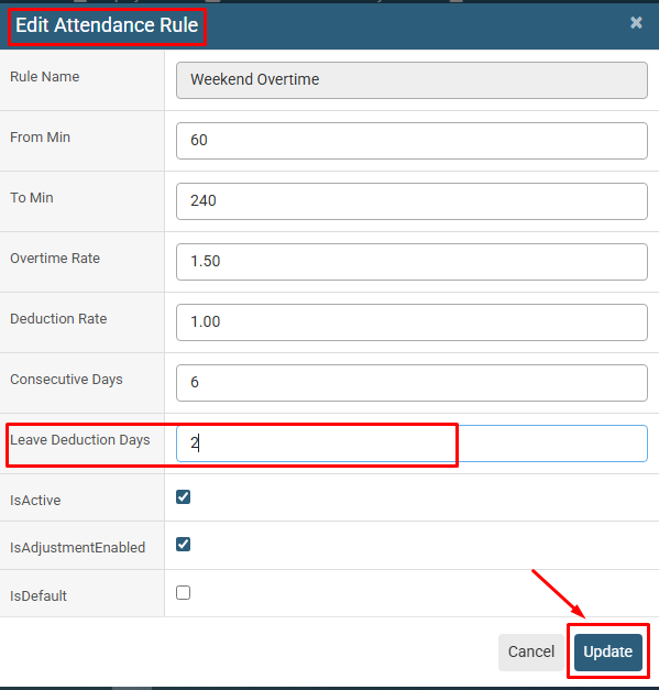 How to update Attendance Rules