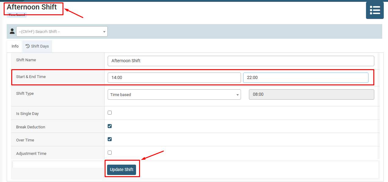 How to Update Shift