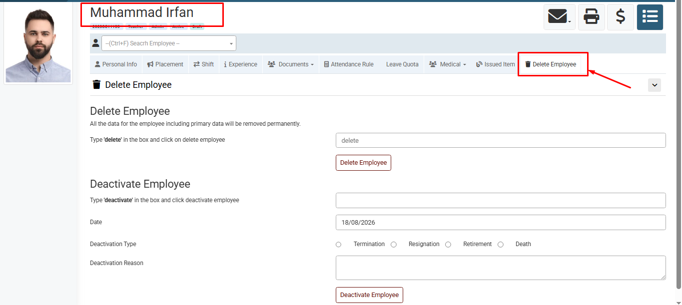 How to Deactivate an Employee Profile