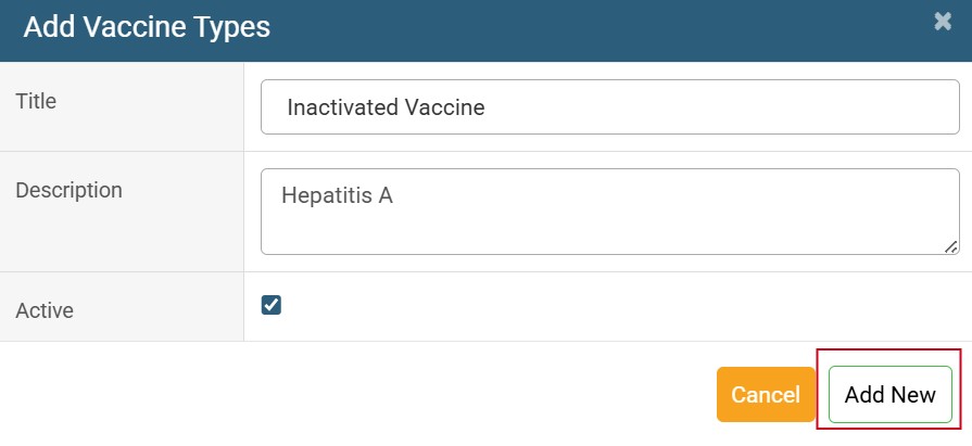 How to Add New Vaccination Entry