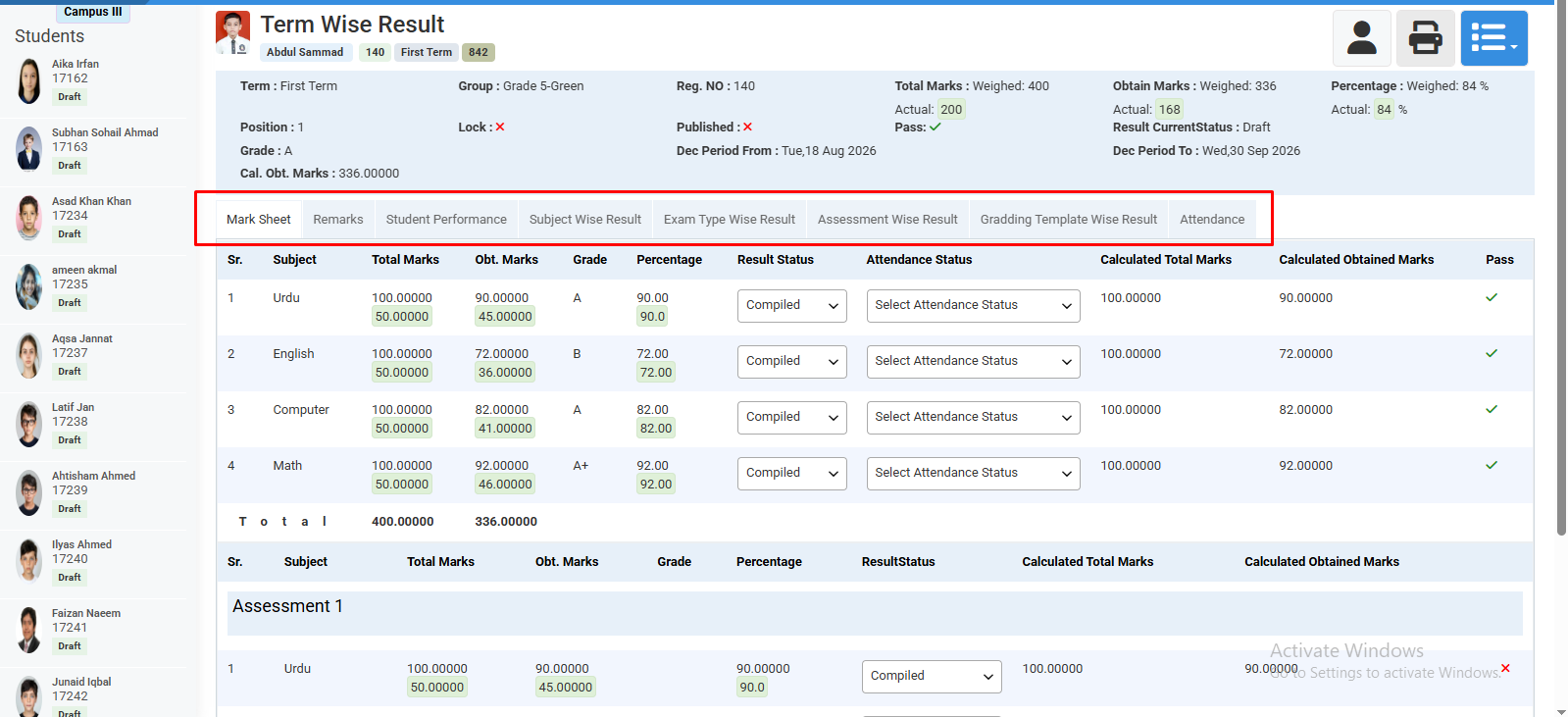 How to Edit Student in Result Declaration
