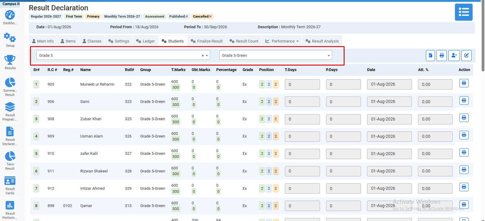 How to Edit Student in Result Declaration