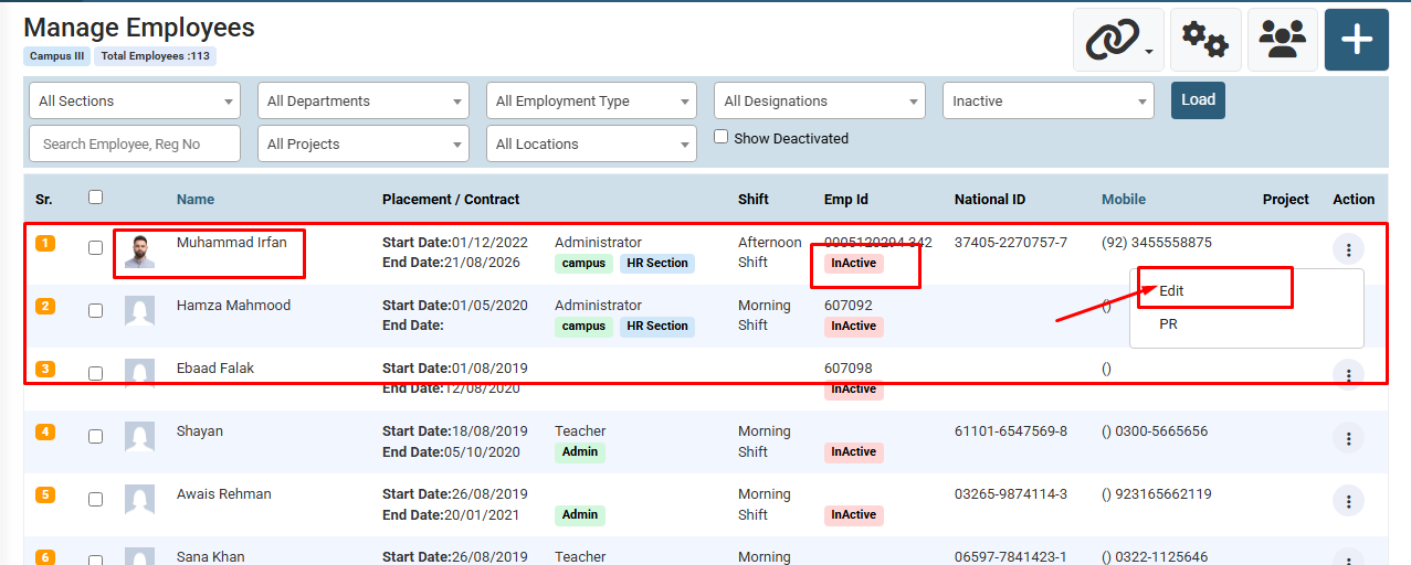 How to Reactivate an Employee Profile