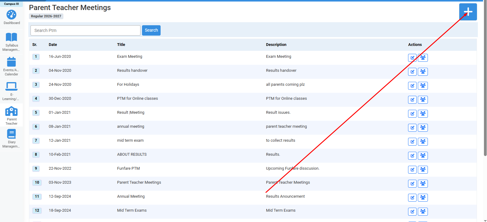 How to Add PTM (Parent Teacher Meeting)